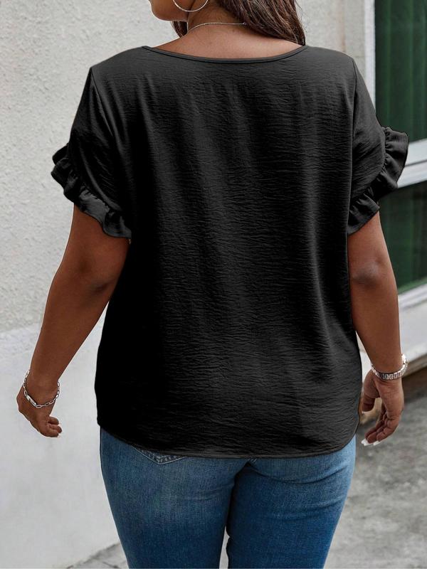 Women's Summer Ruffle Sleeve Round Neck T-Shirt（Buy 2 Free Shipping）