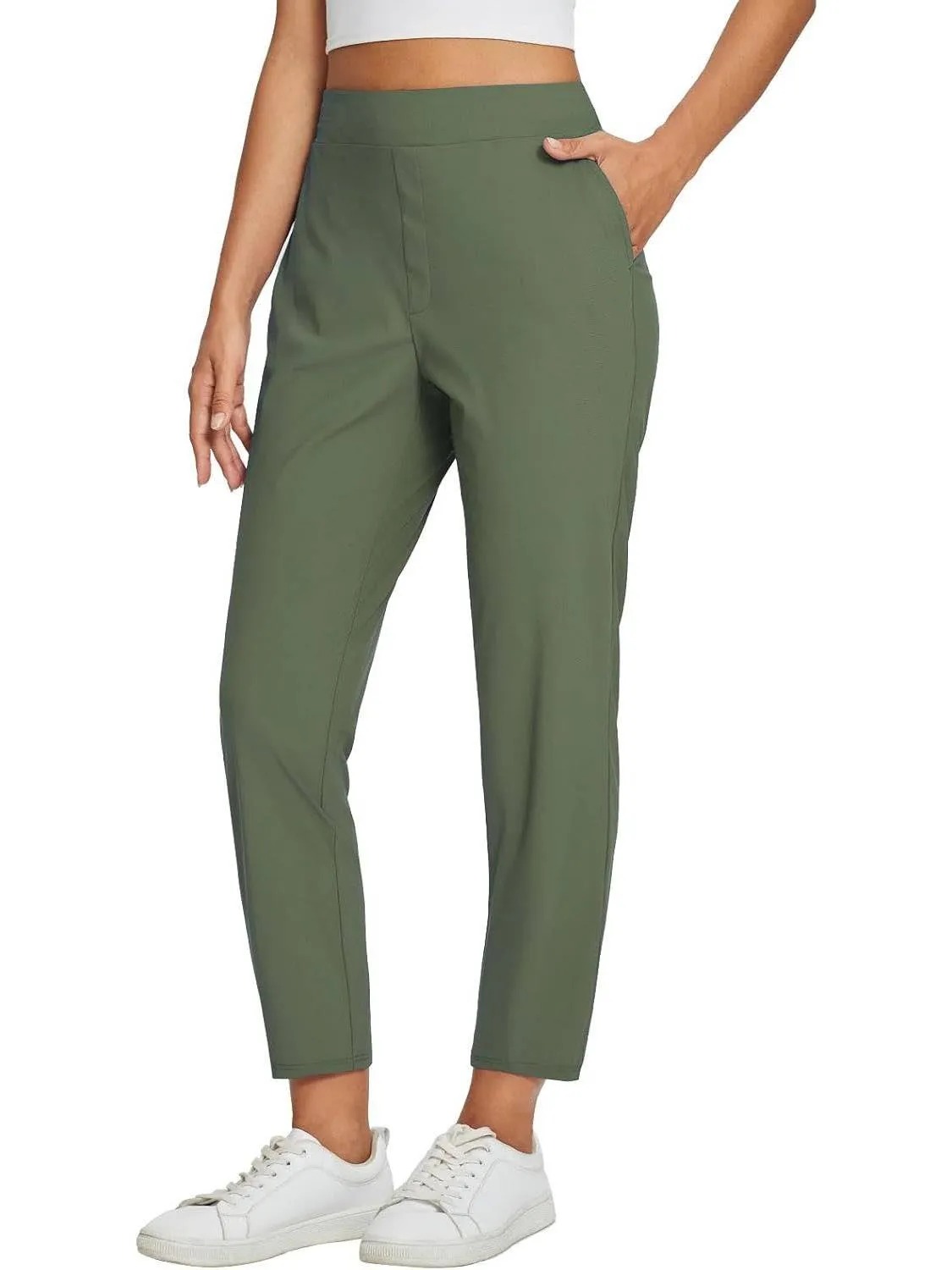 HOT SALE Women's Travel Pants Lightweight Anklle Dresss Pants With Zipper Pockets Summer UPF50