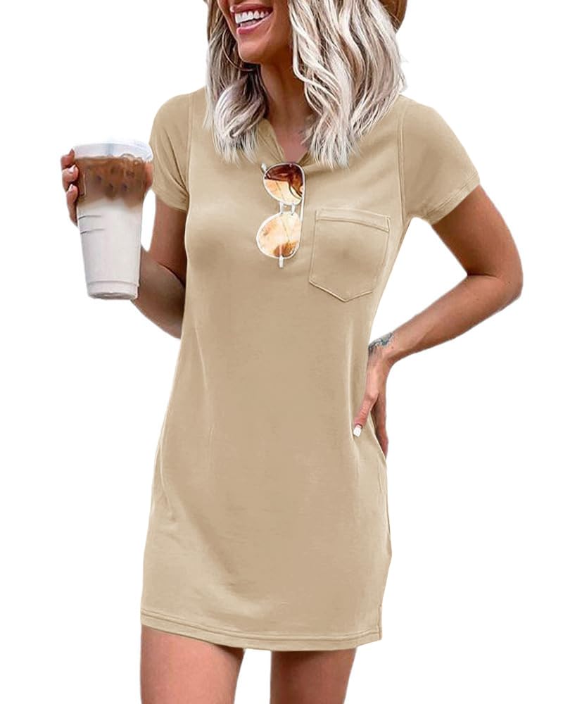 Women's Solid Color Pocket T-Shirt Dress