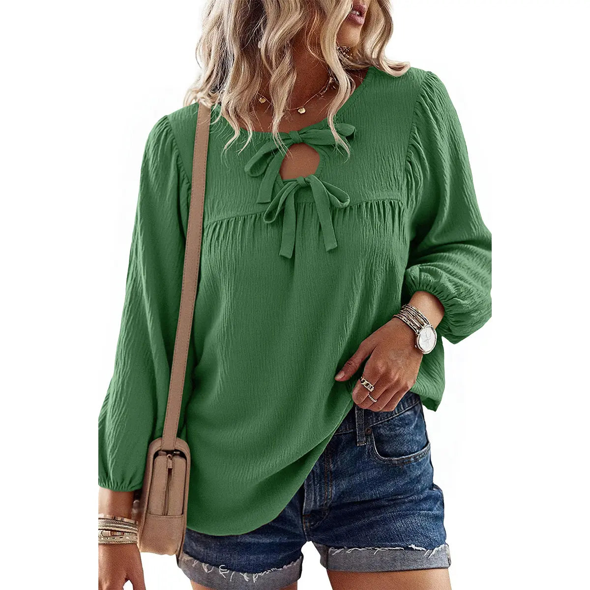 2026 Spring/Summer Women's Casual Solid White Tunic Blouse