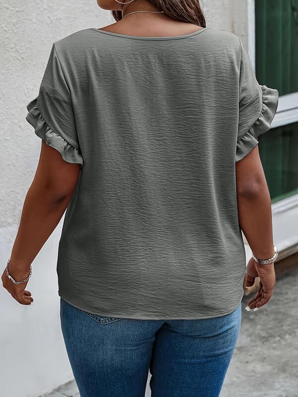 Women's Summer Ruffle Sleeve Round Neck T-Shirt（Buy 2 Free Shipping）