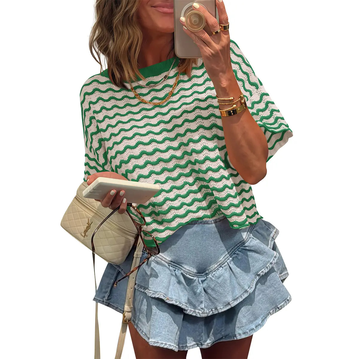 Womens Striped Color Block Tops