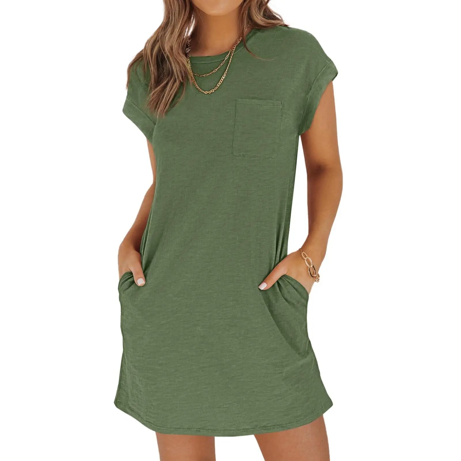 Women's Summer T Shirt Dress Casual Short Sleeve Crewneck Loose Fit