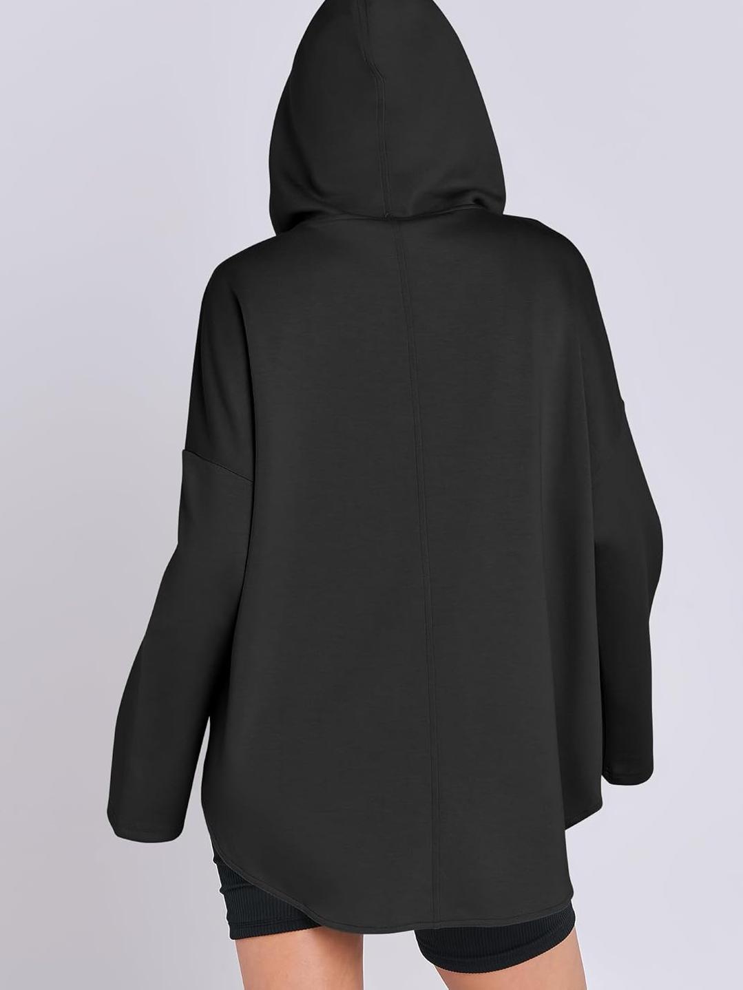 Oversized Quarter Zip Tunic Hoodie