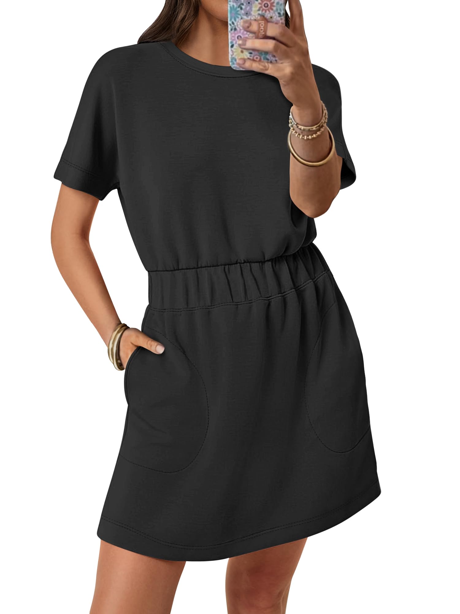 Womens Dresses 2026 Summer Casual Short Sleeve Crew Neck