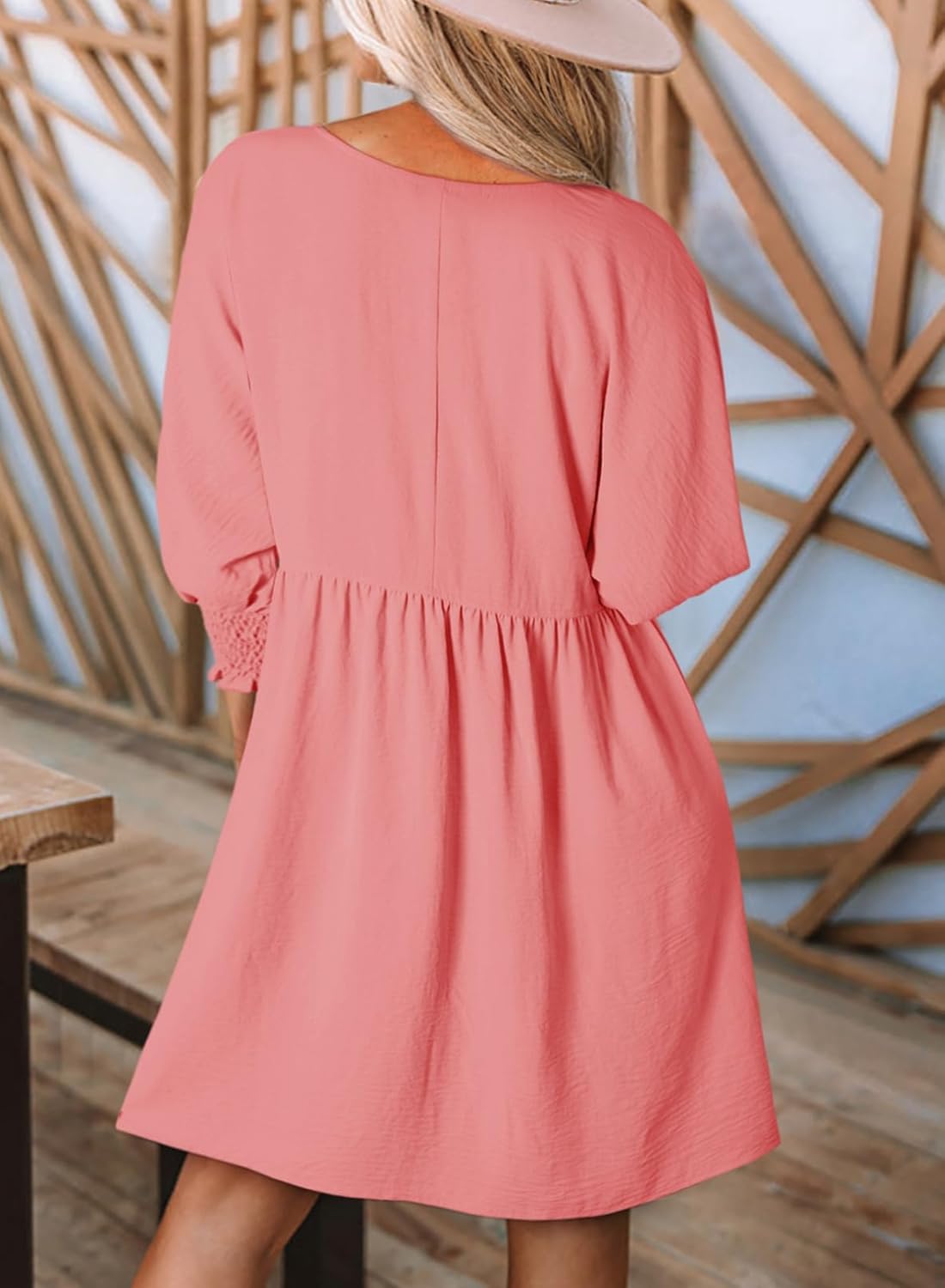 Women's Casual 3/4 Sleeve Crew Neck Mini Dresses (Buy 2 Free Shipping)