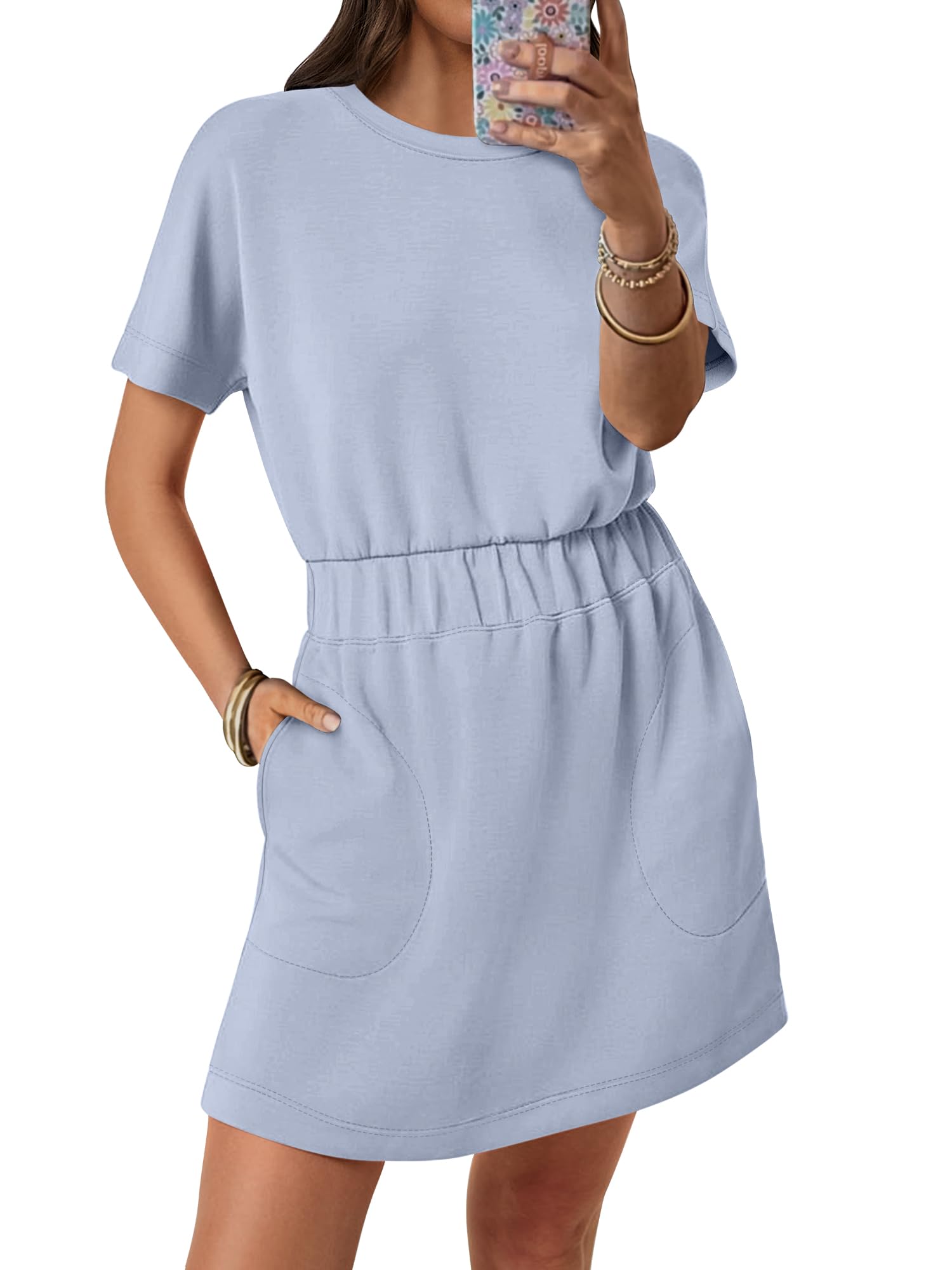 Womens Dresses 2026 Summer Casual Short Sleeve Crew Neck