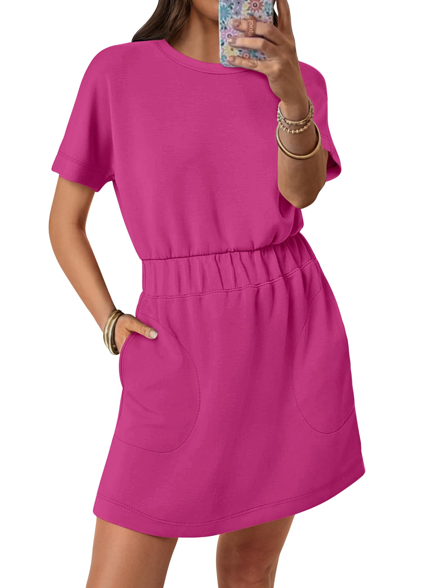 Womens Dresses 2026 Summer Casual Short Sleeve Crew Neck