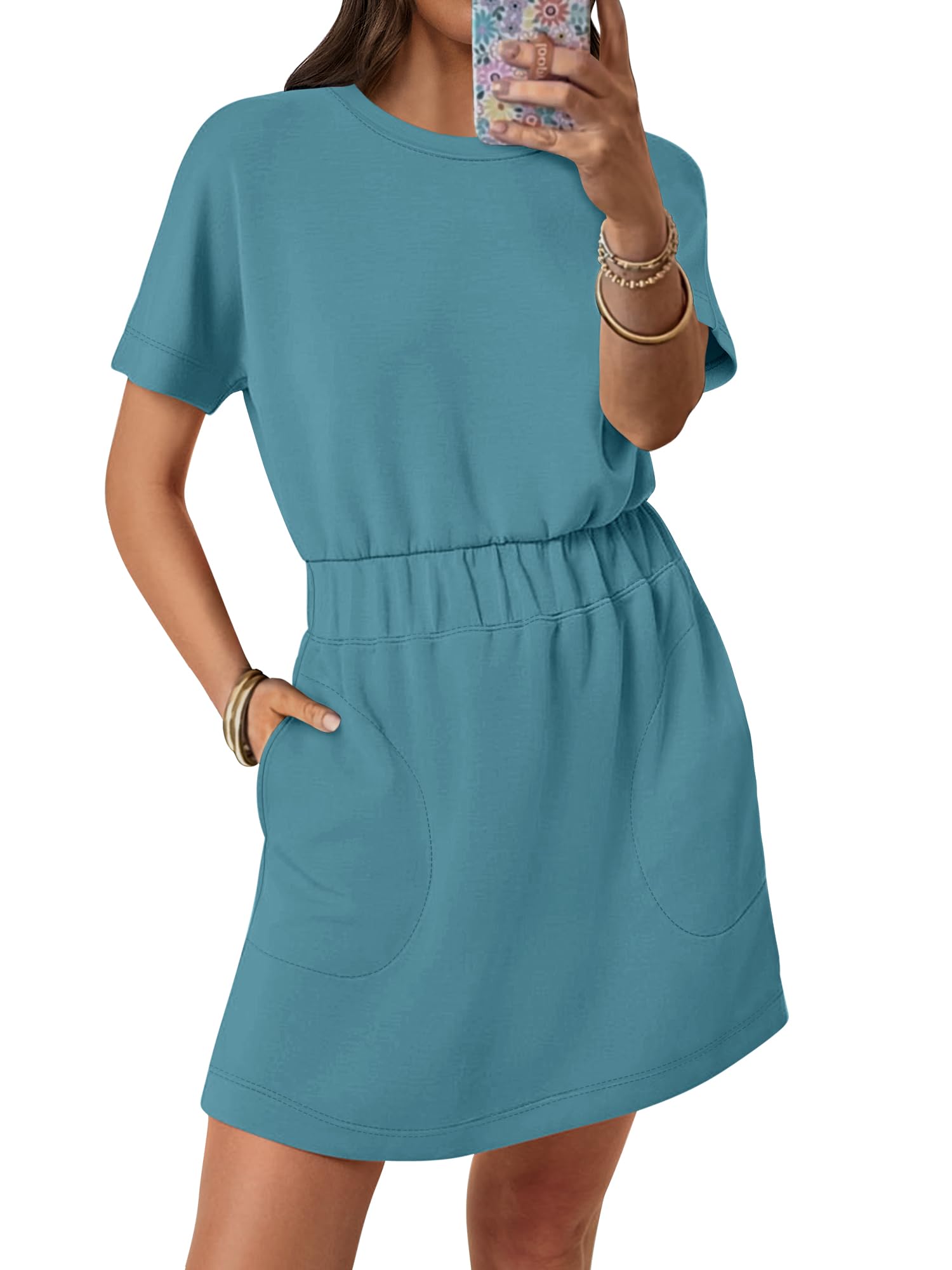 Womens Dresses 2026 Summer Casual Short Sleeve Crew Neck