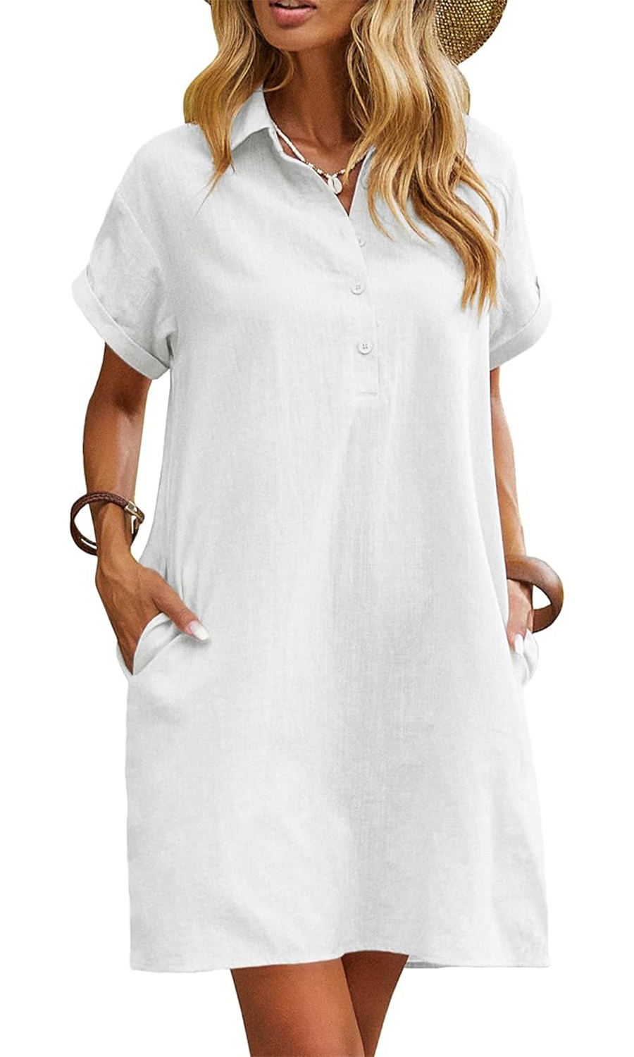 Women's Casual Short Sleeve Linen Dress With Pockets(Buy 2 Free Shipping)