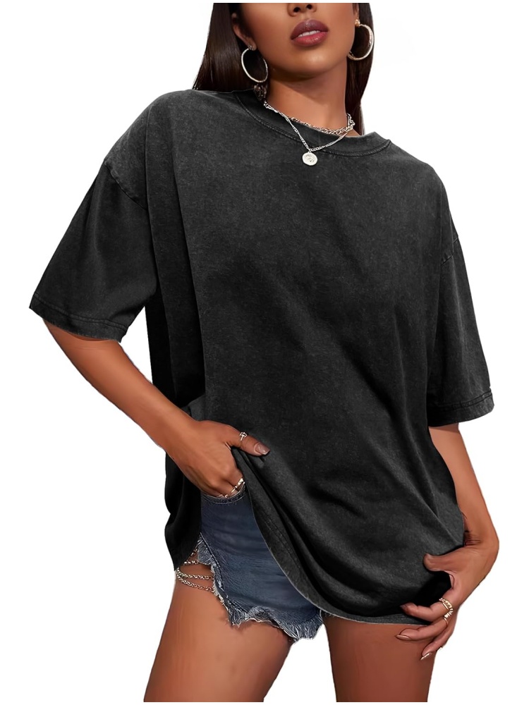 Women's Vintage Baggy Grunge Wash Cotton Tees