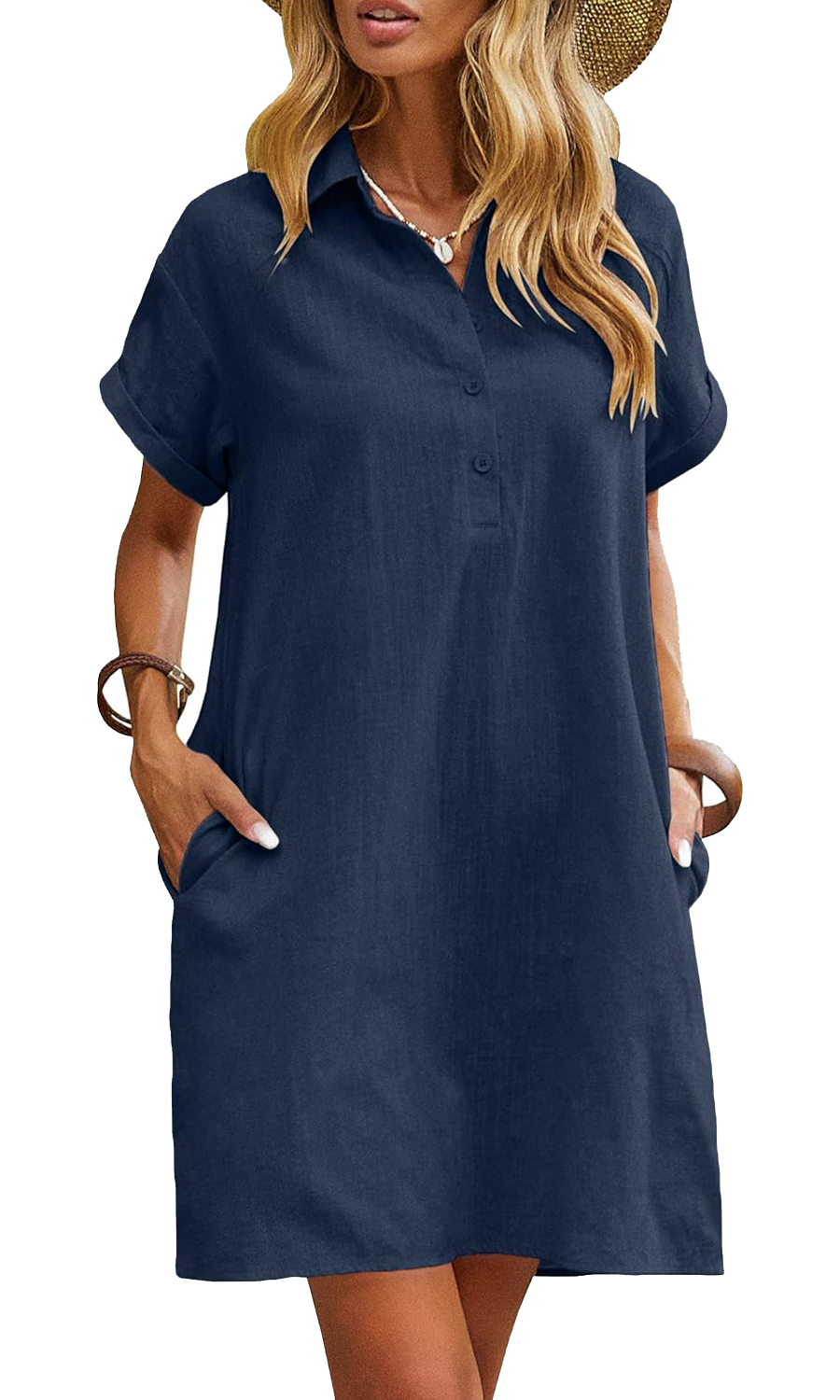 Women's Casual Short Sleeve Linen Dress With Pockets(Buy 2 Free Shipping)