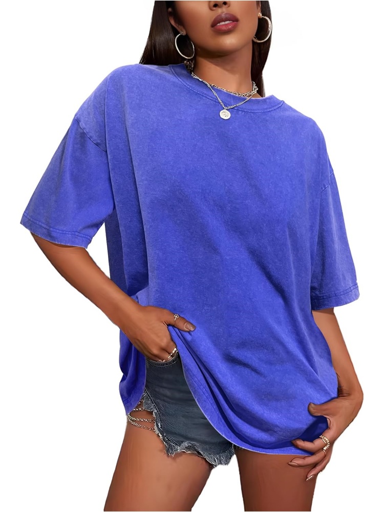 Women's Vintage Baggy Grunge Wash Cotton Tees