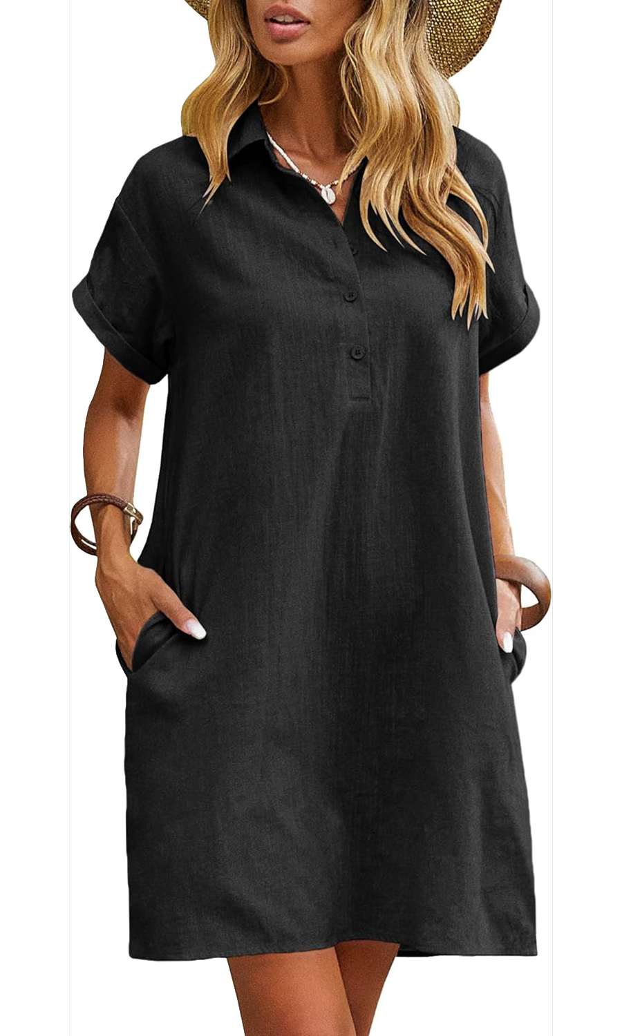 Women's Casual Short Sleeve Linen Dress With Pockets(Buy 2 Free Shipping)