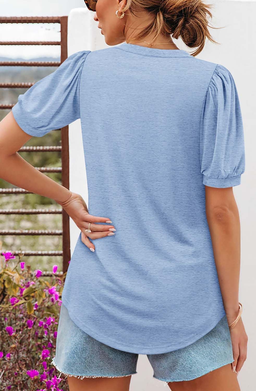 Women's V-neck Loose Pleated Short-sleeved Waist Top(Buy 3 Free Shipping)