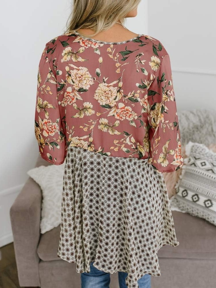 HOT SALE Women's Floral Kimono 3/4 Ruffle Sleeve Tie Cardigans Flowy Boho Loose Cover Ups