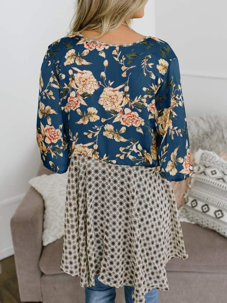 HOT SALE Women's Floral Kimono 3/4 Ruffle Sleeve Tie Cardigans Flowy Boho Loose Cover Ups