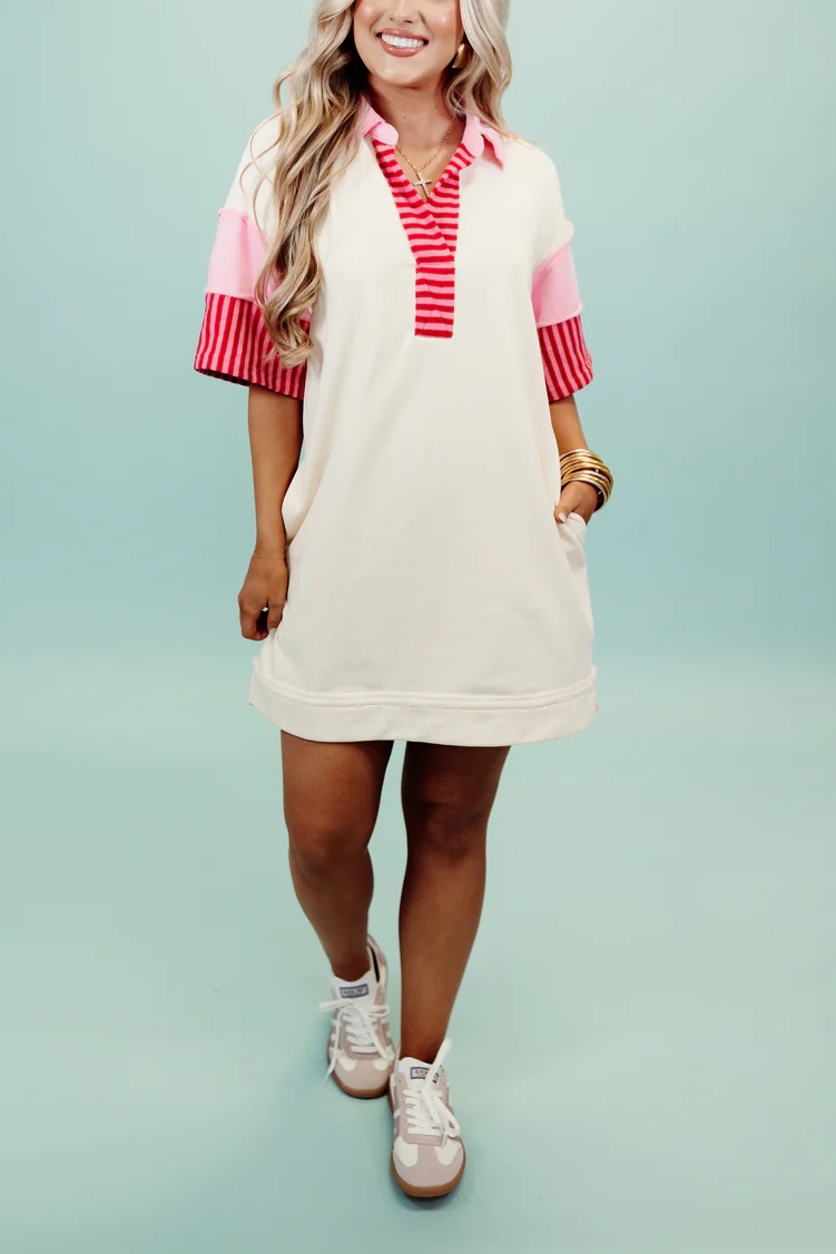 Color Block Notch Neck Mini Dress (BUY 2 FREE SHIPPING)