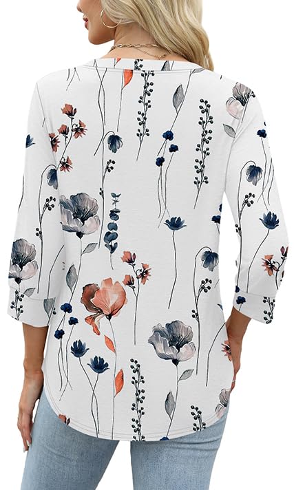 2025 New Womens 3/4 Sleeve Heley Button V neck Tops(buy 3 free shipping)