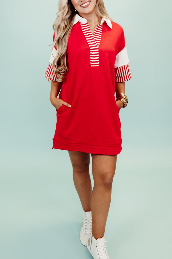 Color Block Notch Neck Mini Dress (BUY 2 FREE SHIPPING)