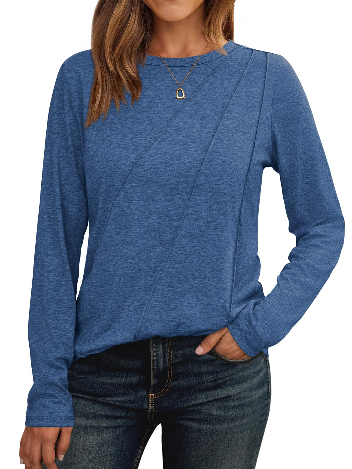 Womens Pleated Long Sleeve Tunic Tops