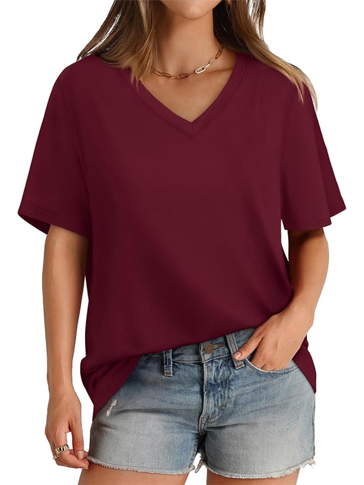 Womens V Neck Short Sleeve T Shirts (BUY 3 FREE SHIPPING)
