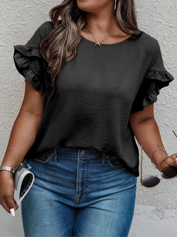 Women's Summer Ruffle Sleeve Round Neck T-Shirt（Buy 2 Free Shipping）