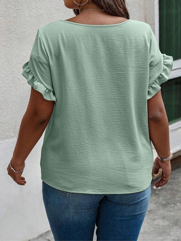 Women's Summer Ruffle Sleeve Round Neck T-Shirt（Buy 2 Free Shipping）