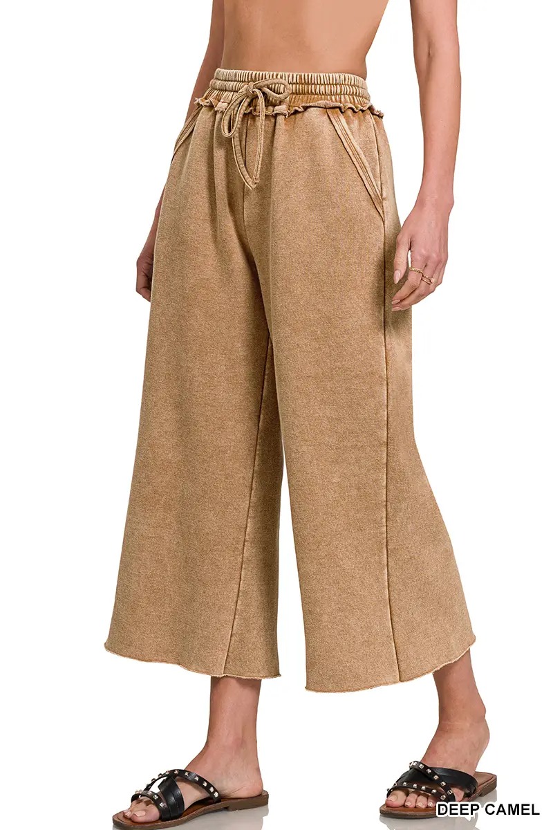 Women's Comfy Acid Wash Palazzo Sweatpants with Pockets