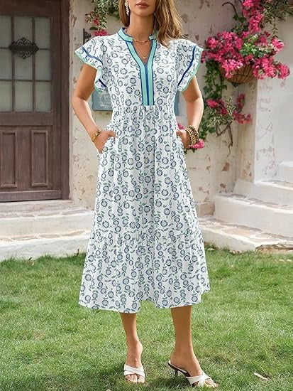 Women's V-neck Floral Midi Dress