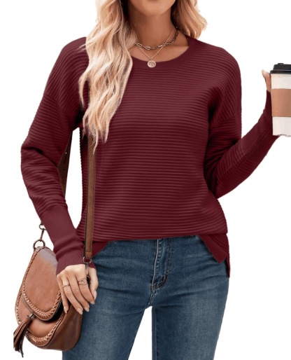 Oversized Crew Neck Ribbed Knit Sweater (Buy 2 Free Shipping)