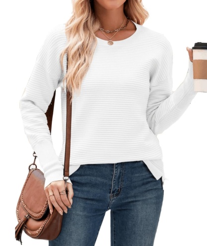 Oversized Crew Neck Ribbed Knit Sweater (Buy 2 Free Shipping)