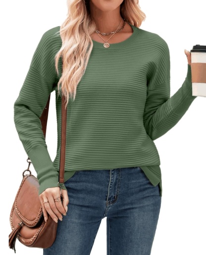 Oversized Crew Neck Ribbed Knit Sweater (Buy 2 Free Shipping)