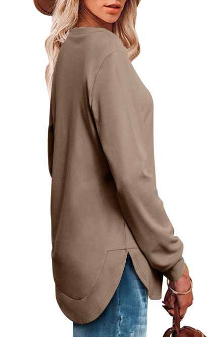 Women's High Low Curved Hem Tops