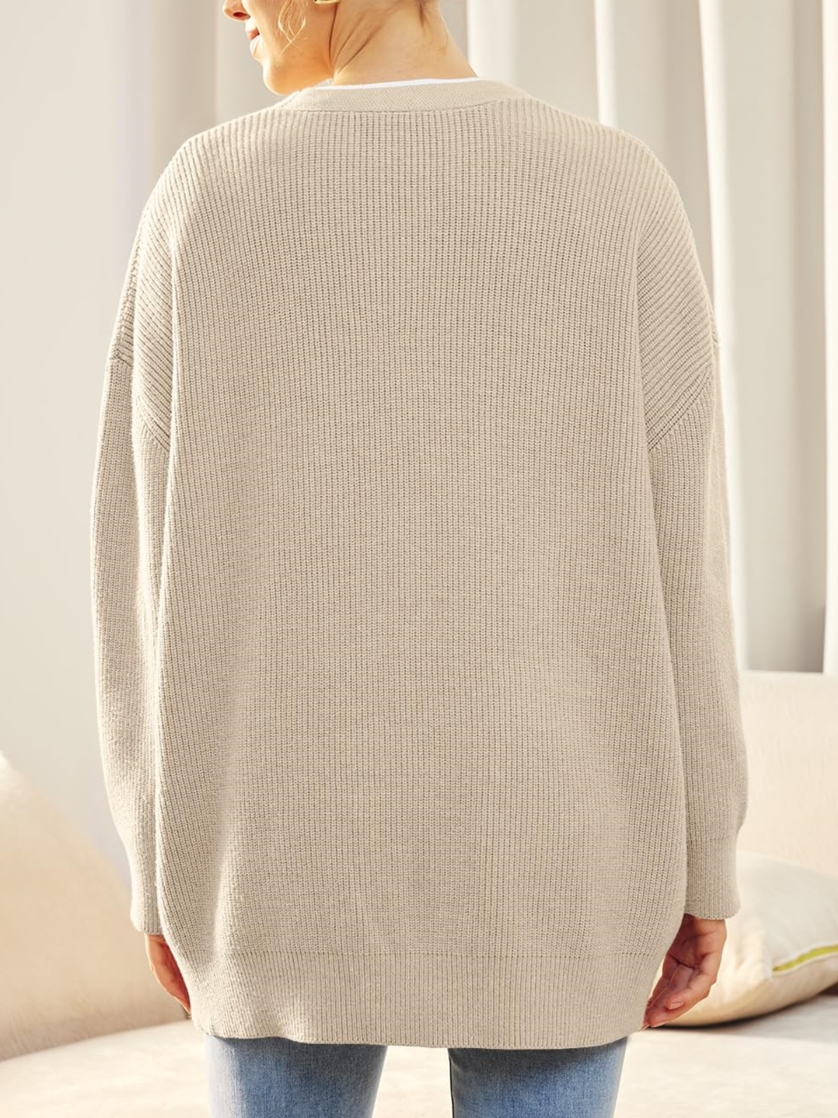 Front Buttoned V-neck Loose Cardigan Sweater (Buy 2 Free Shipping)