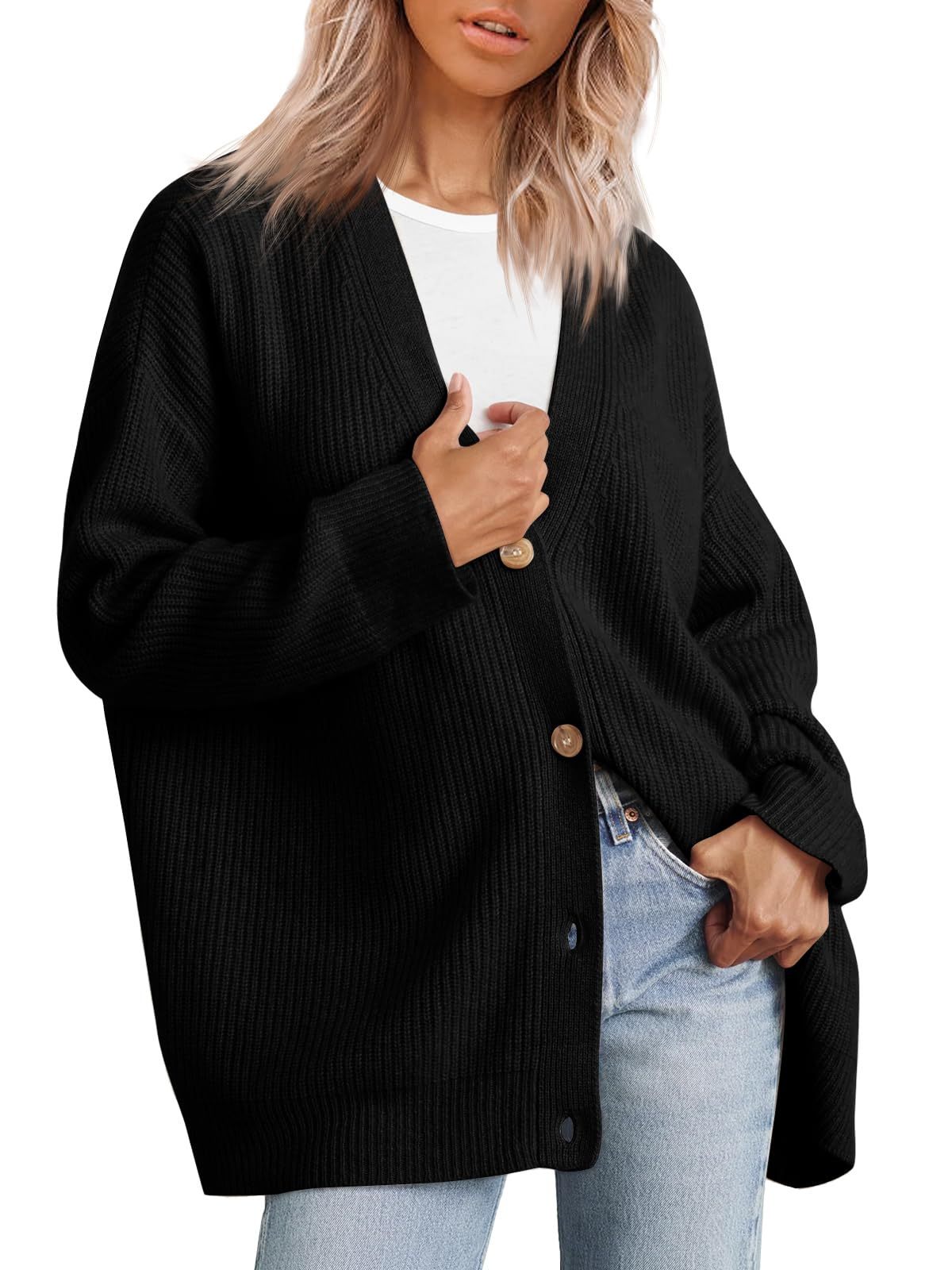 Front Buttoned V-neck Loose Cardigan Sweater (Buy 2 Free Shipping)