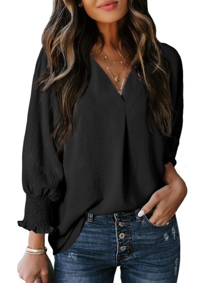 Casual 3/4 Sleeve V Neck Loose Fit Basic Tees (Buy 2 Free Shipping)
