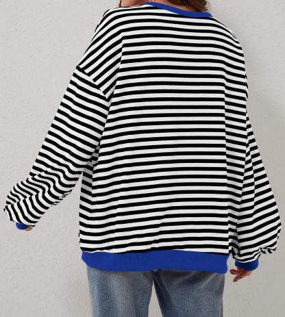 Striped Color Block Oversized Sweatshirt (Buy 2 Free Shipping)