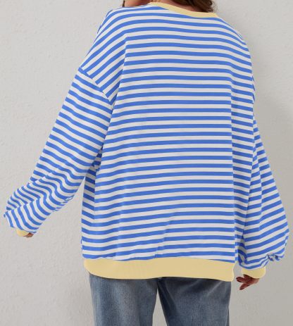 Striped Color Block Oversized Sweatshirt (Buy 2 Free Shipping)