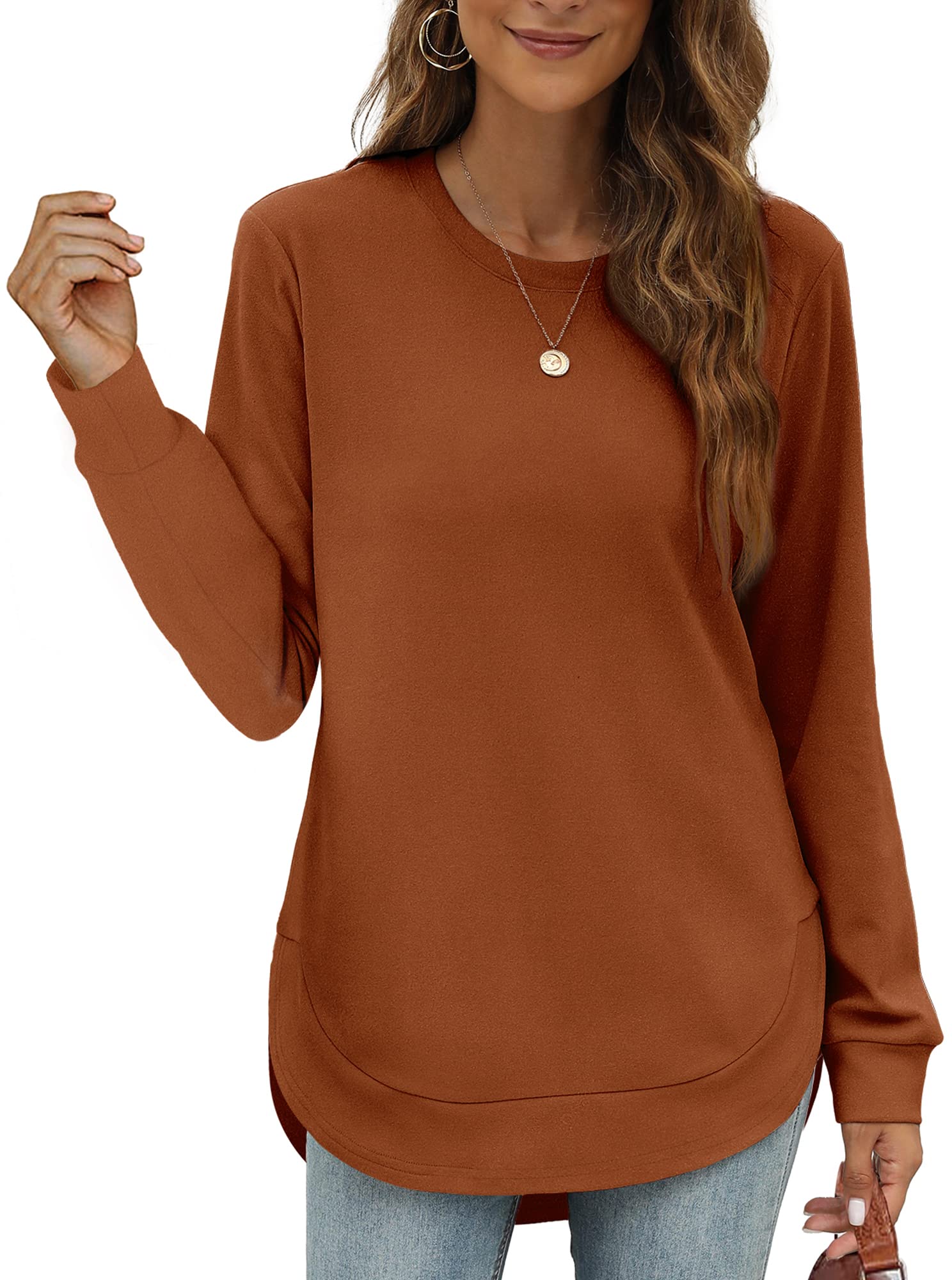 Women's High Low Curved Hem Tops