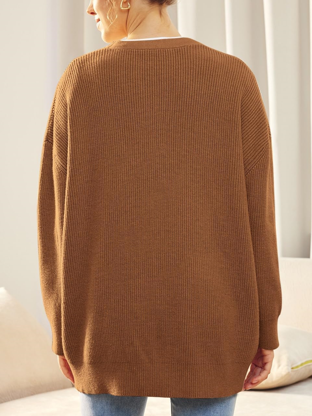 Front Buttoned V-neck Loose Cardigan Sweater (Buy 2 Free Shipping)