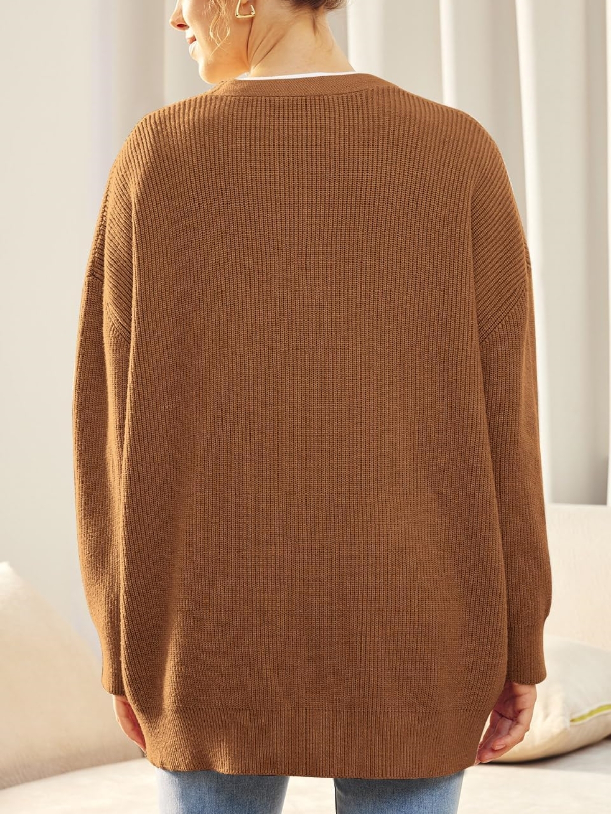 Front Buttoned V-neck Loose Cardigan Sweater (Buy 2 Free Shipping)