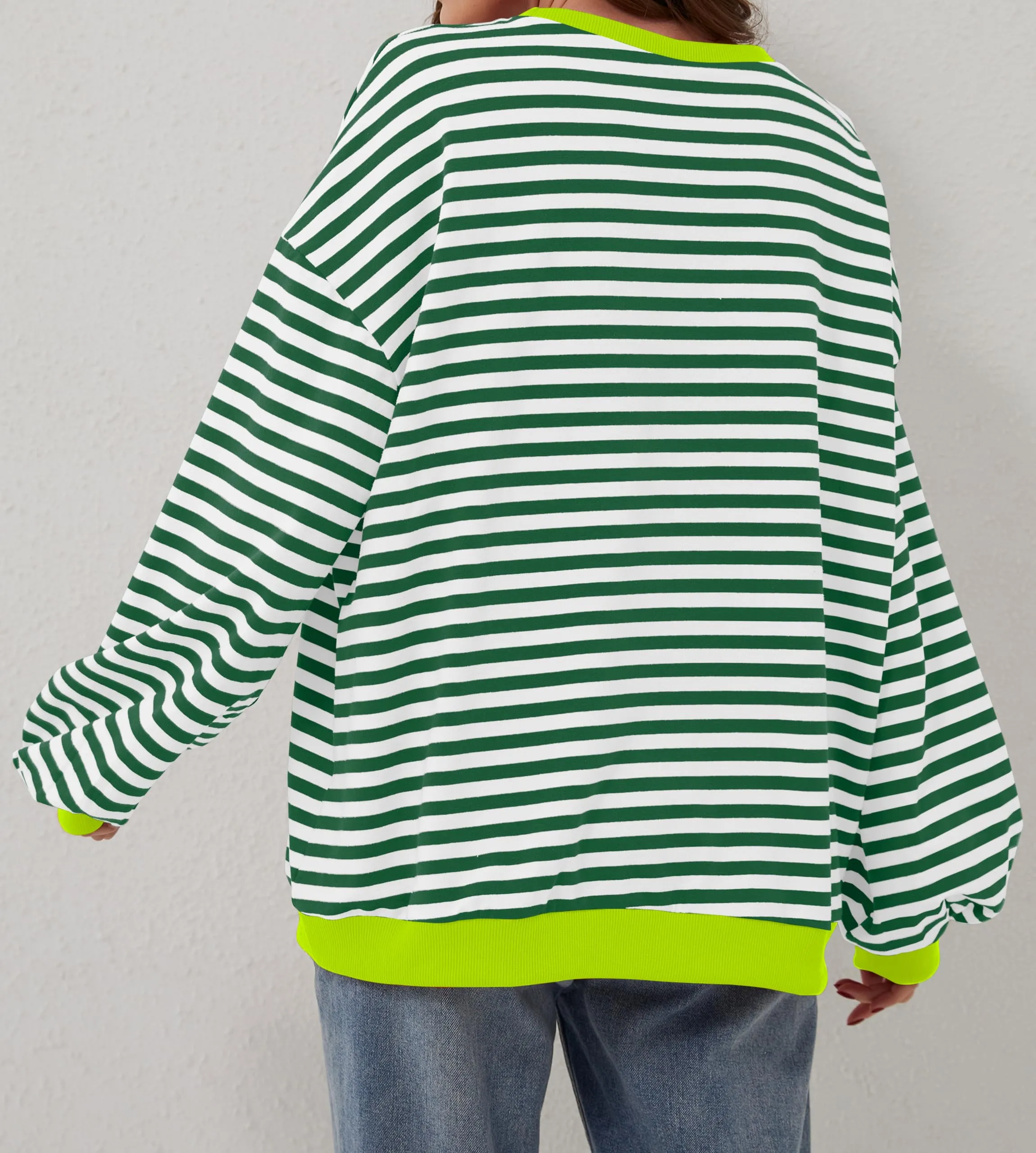 Striped Color Block Oversized Sweatshirt (Buy 2 Free Shipping)