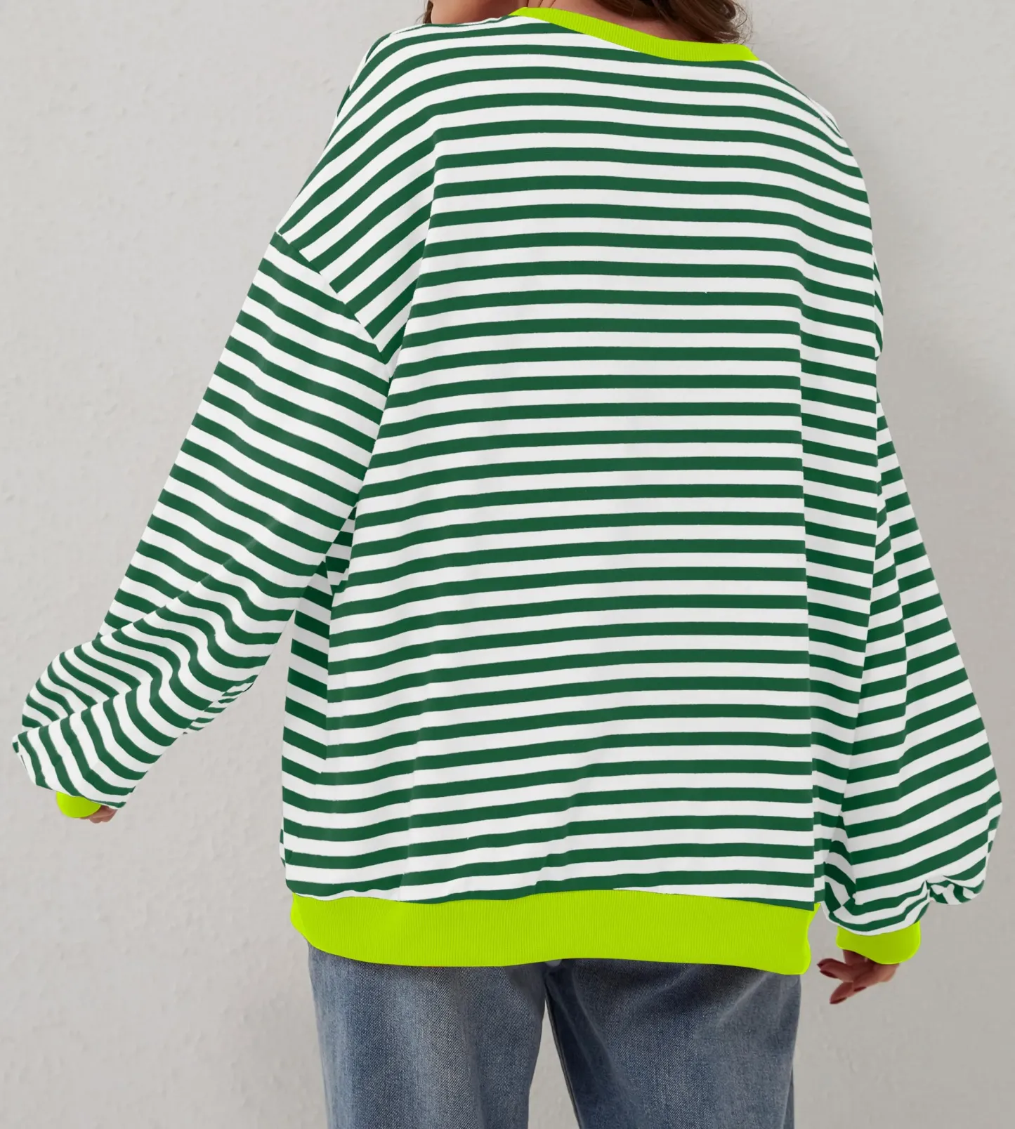 Striped Color Block Oversized Sweatshirt (Buy 2 Free Shipping)
