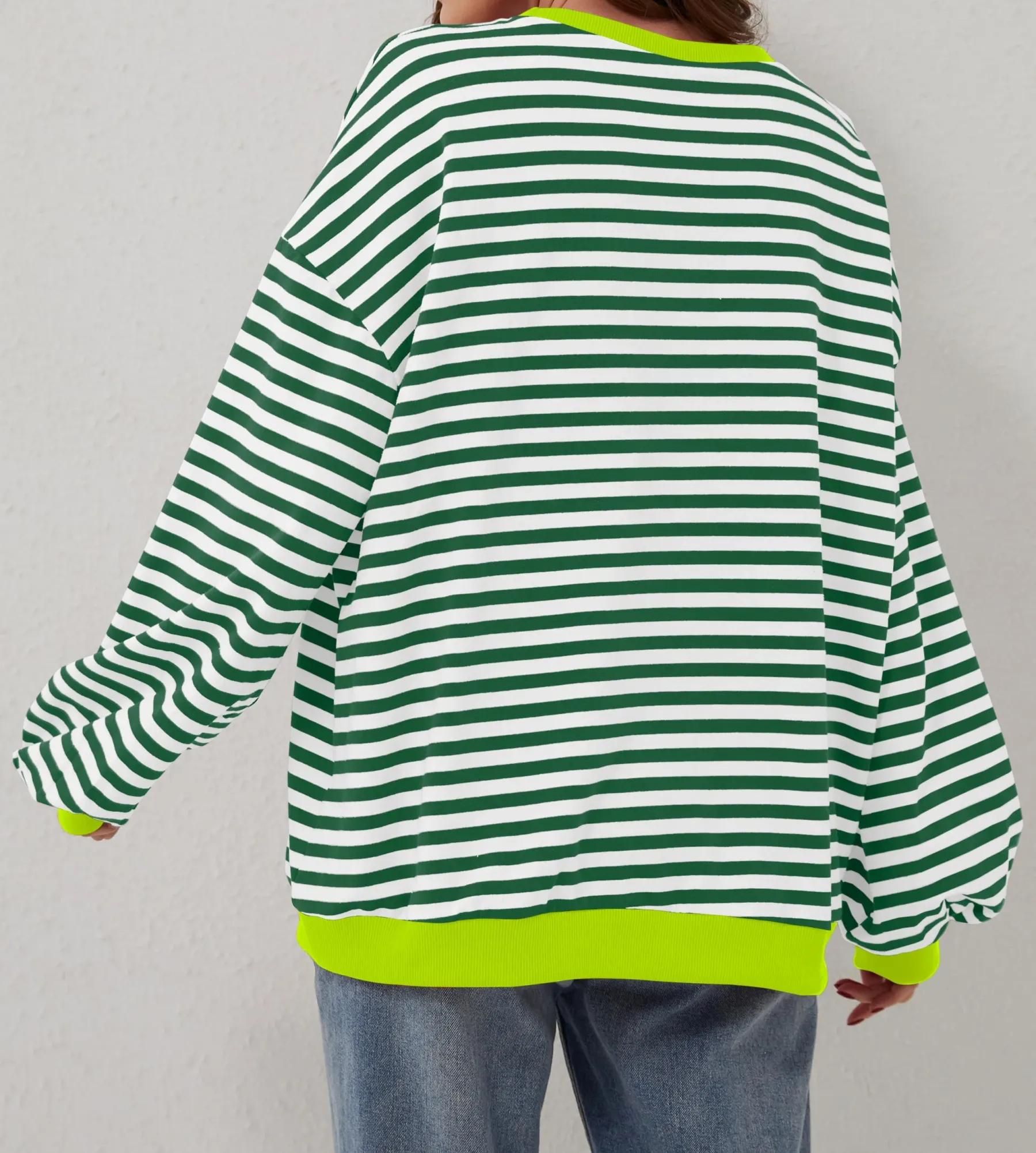 Striped Color Block Oversized Sweatshirt (Buy 2 Free Shipping)