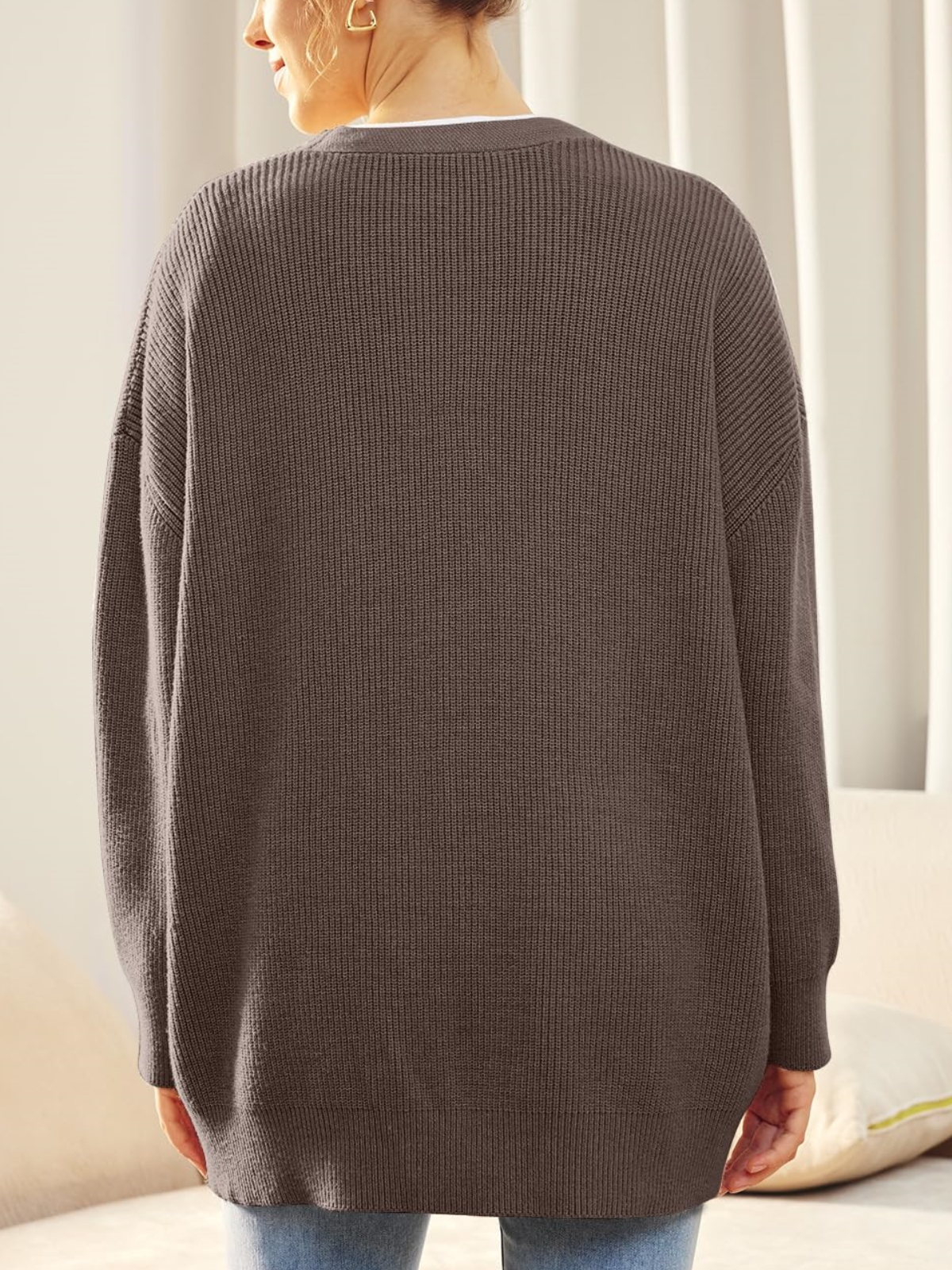 Front Buttoned V-neck Loose Cardigan Sweater (Buy 2 Free Shipping)