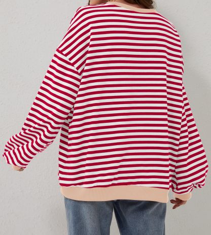 Striped Color Block Oversized Sweatshirt (Buy 2 Free Shipping)
