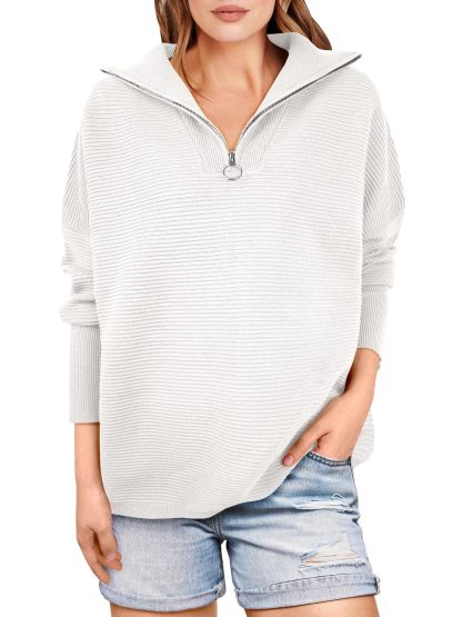 Quarter Zip Rib Knit Cozy Pullover (Buy 2 Free Shipping)