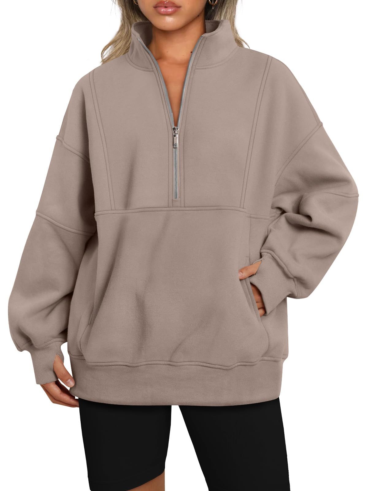 Women's Half Zip Oversized Sweatshirts with Pockerts(Buy 2 Free Shipping)