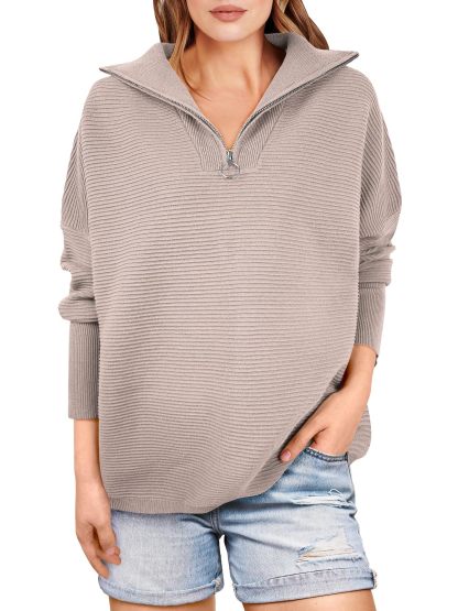 Quarter Zip Rib Knit Cozy Pullover (Buy 2 Free Shipping)